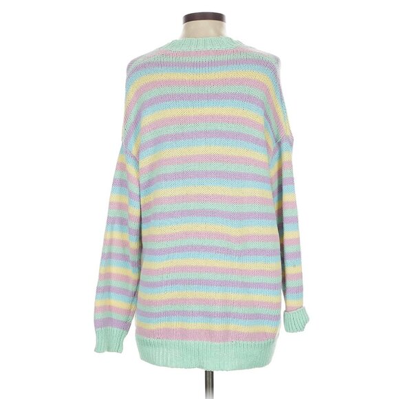 Show Me Your Mumu Pastel Striped Knit 3-Piece Set Cardigan Crop Top & Mini Skirt - Picture 12 of 16